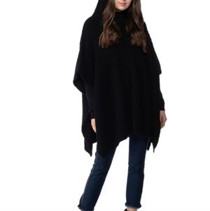 (#K) Charter Club Women's Black Sleeveless Poncho Sweater Extra Soft One…